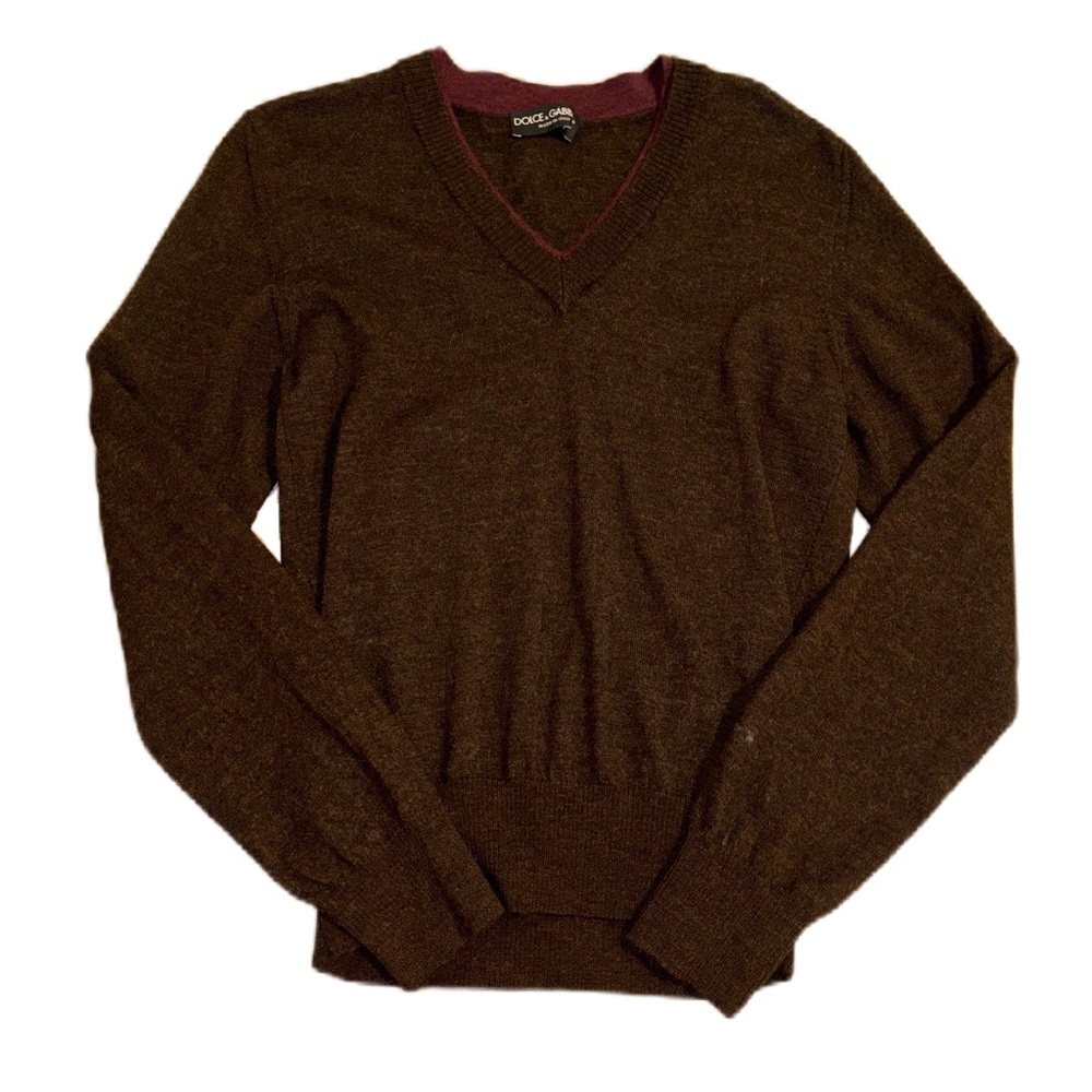Dolce & Gabbana Men’s Brown V-Neck Sweater Size 48